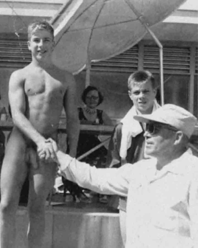 vintage nude male swimming